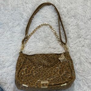 JESSICA SIMPSON SADIE Leopard Print Shoulder Bag with Gold Chain